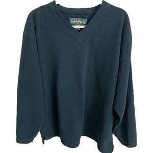 Big Dogs Sweater Mens Large Teal Blue/Green Fleece V-Neck Pullover Vintage 90s